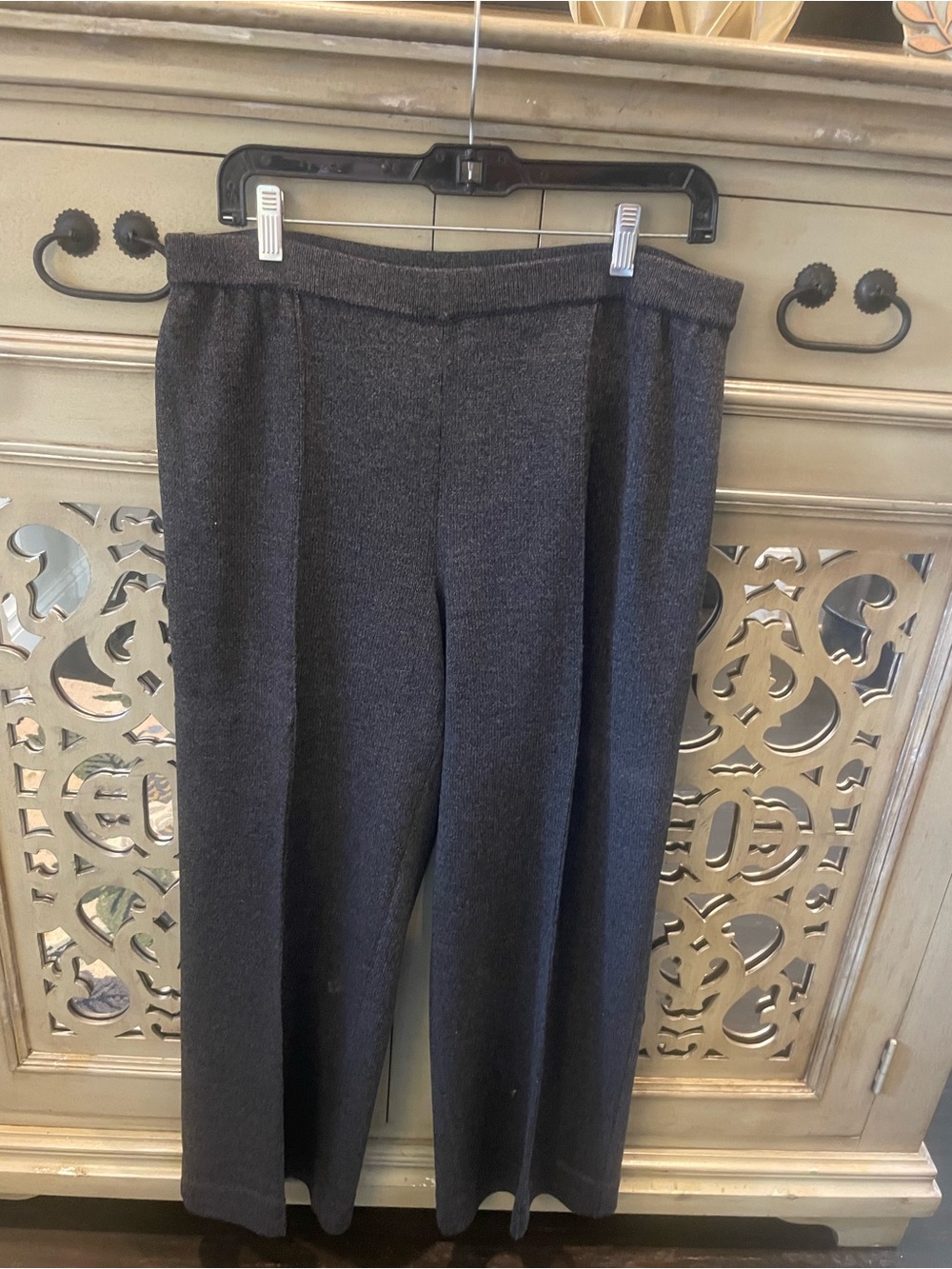 St John Charcoal Knit Wide-Leg Sweatpants